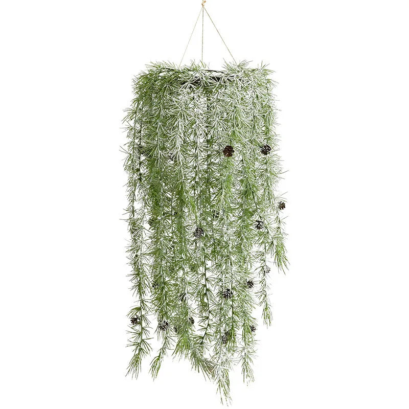 Artificial Rattan Greenery Hanging Basket Christmas Wind Chime Ornament