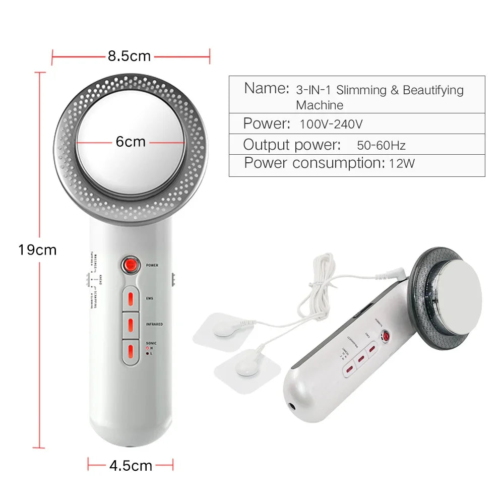 3 in 1 Facial Lifting EMS Infrared Ultrasonic Body Massager Device