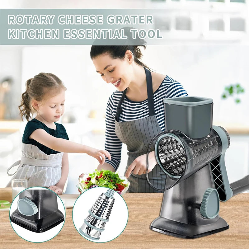 3 in 1 Rotary Cheese Grater Versatile Manual Vegetable Slicer