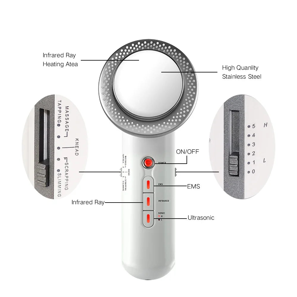 3 in 1 Facial Lifting EMS Infrared Ultrasonic Body Massager Device