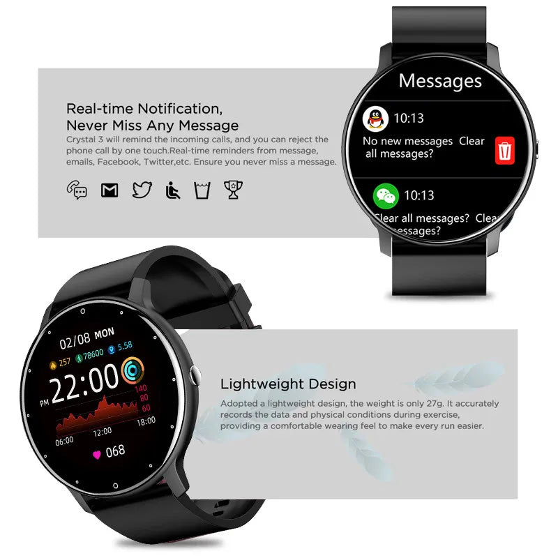 Men Smart Watch Full Touch Screen Digital Fitness Tracker