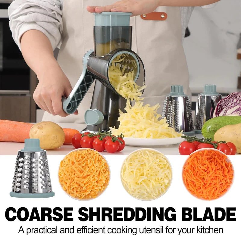 3 in 1 Rotary Cheese Grater Versatile Manual Vegetable Slicer