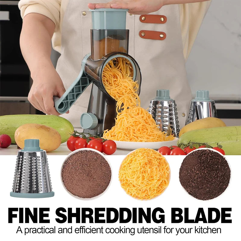 3 in 1 Rotary Cheese Grater Versatile Manual Vegetable Slicer